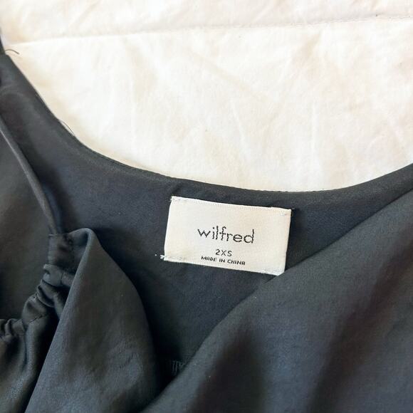 NWOT Wilfred Aritzia Allusion Black Satin Slip Sleeveless Mini Dress XXS - Picture 4 of 6